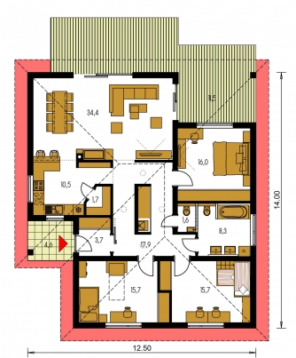 Floor plan of ground floor - BUNGALOW 173